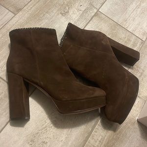 Brown Suede High Heel Boots